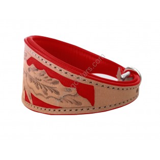  Ace Traditional Leather Hand-crafted Dog Collar: Red Lining 